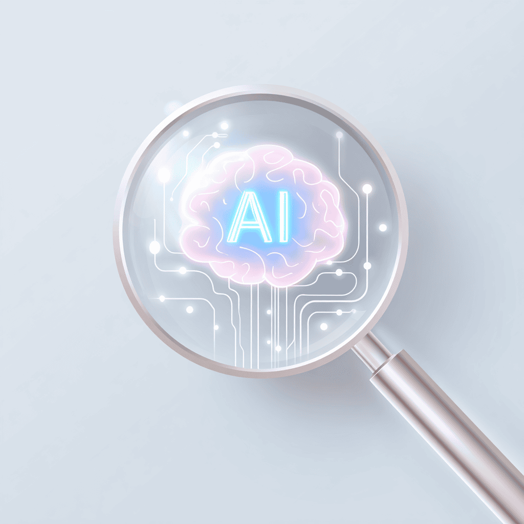 Icono minimalista de lupa sobre cerebro de IA y barra de búsqueda (AEO, GEO, AIO).