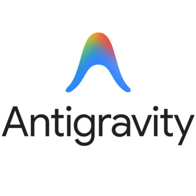 Logotipo de Antigravity Google AI con icono de onda degradada y tipografía moderna