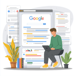Resultados de búsqueda en Google con análisis SEO y optimización web para posicionamiento local en Barcelona