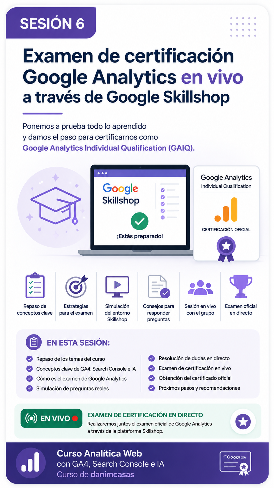 Sesión 6 examen en vivo para la certificación de Google Analytics en Skillshop